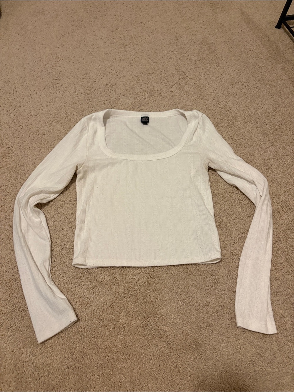wild fable White Long Sleeve Scoop Neck Crop Top